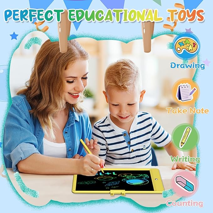 PYTTUR LCD Writing Tablet for Kids 10 Inch Reusable & Erasable Drawing Pad Educational and Learning Toddler Writing Board Electronic Toys for Boys Girls(Yellow)