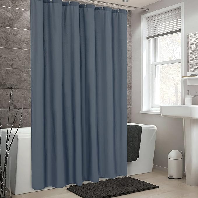 ALYVIA SPRING Stall Fabric Shower Curtain Liner Waterproof - Soft & Lightweight Small Shower Curtain with Magnets for Narrow Stall Size, Machine Washable - 36x72, Stone Blue