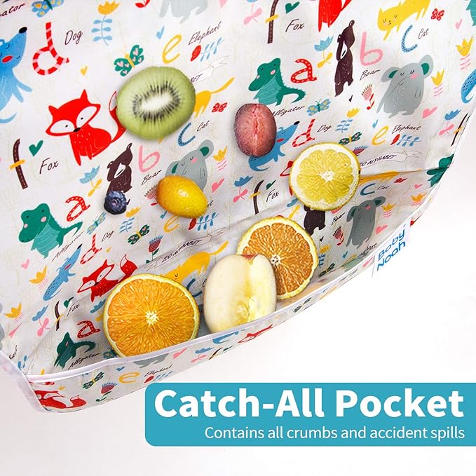 3 Pcs Long Sleeved Bib Set | Baby Waterproof Bibs with Pocket Bundle Toddler Bib with Sleeves and Crumb Catcher 6-24 Months