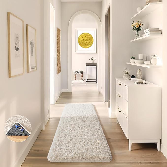 Ophanie Area Rugs for Bedroom Living Room,Color 2- Ivory,Size 2' x 6',Shape Rectangular