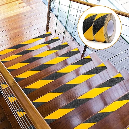 BOMEI PACK Anti Slip Traction Tape,2 Inch x 33 Ft,Heavy Duty Non Slip Tape,Grip Tape for Stairs, Tread Step, Indoor & Outdoor Use,Waterproof Stairs Non Skid Treads (Yellow and Black)