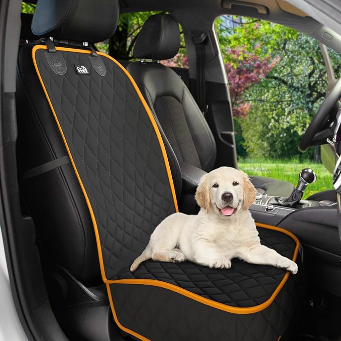 Petloox Front Seat Dog Cover for Car, Truck & SUV - Waterproof, Non-Slip Pet Car Seat Cover for Dogs - Durable, Easy to Install & Clean, Front Passenger Seat Protector for Pets & Vehicles
