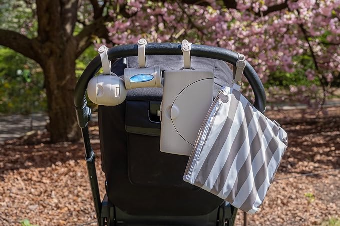 Ubbi On-The-Go Baby Wipes Dispenser, Portable Wipes Container for Travel, Diaper Bag Accessory Must Have for Newborns, Reusable Wipes Holder, Taupe (Pack of 2)
