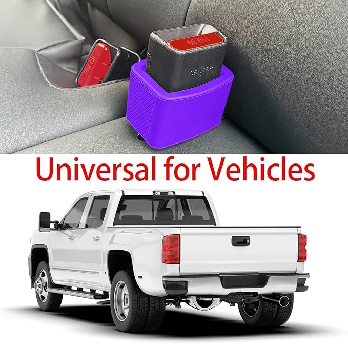 2 Pack Silicone Seat Belt Buckle Holder, Seat Belt Buckle Booster for Kids, Durable Silicone Material, Easy Access to The Buckles of Rear Seats, Car Accessories, Suitable for Most Car Models (Purple)