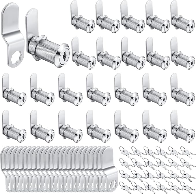 Kenning 24 Sets Cabinet Locks with Keys for Secure Drawer Mailbox RV Storage Box Replacement Lock, Zinc Alloy(1-1/2''Cylinder Length, 1.3'' Max Panel Thickness)