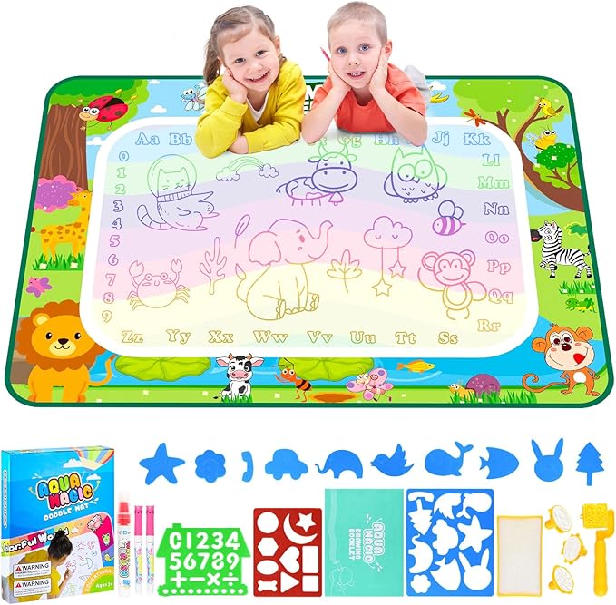 Doodle Pad for Toddlers 1-3, 40 X 27 Inch Extra Large Water Painting Drawing Color Doodle Mat, Educational Toys for 3+ Year Old, Toddler Toys for Age 3 4 5 6 7 8 Year Old Girls Boys Birthday Gifts