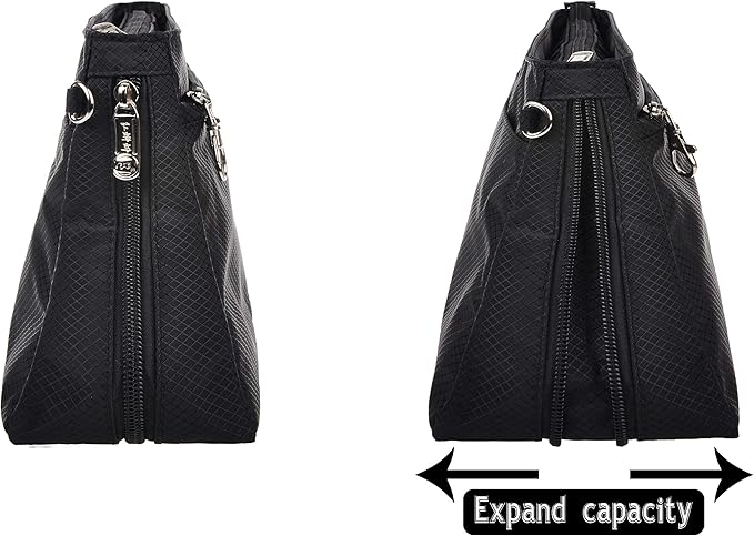 Vercord Expandable Nylon Handbag Purse Organizer Insert Liner Shaper Bag in Bag Black Medium