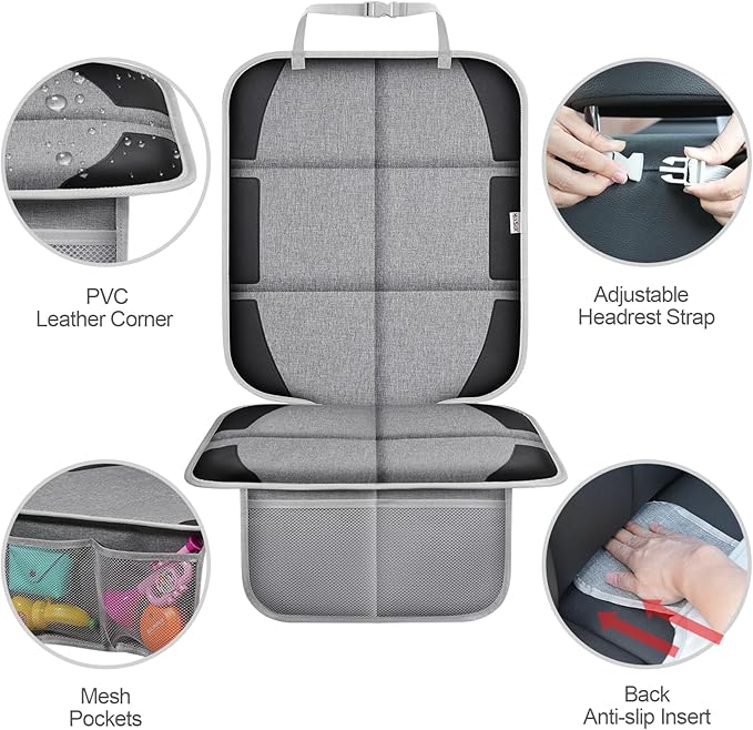 Meolsaek Car Seat Protector, Non-Slip Backing Will Not Leave Imprint, Waterproof Thicker Car Seat Cover for SUV, Sedan, Truck, Leather Car Seat Cushion (Gray Black)