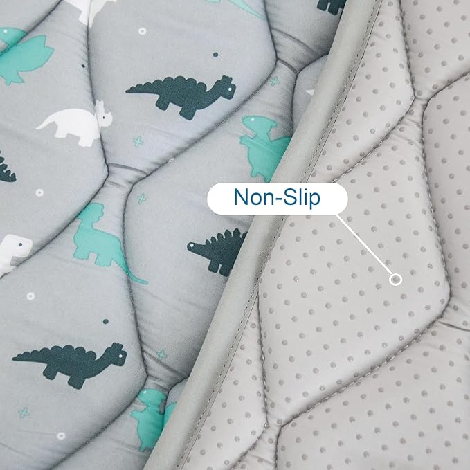 Premium Foam Baby Play Mat 50" X 50", Play Mat for Babies and Toddlers, Baby Floor Play Mat Non Slip, Kids Play Mat for Playpen, Thick One-Piece Crawling Mat, Easy Clean, Grey Dinosaur