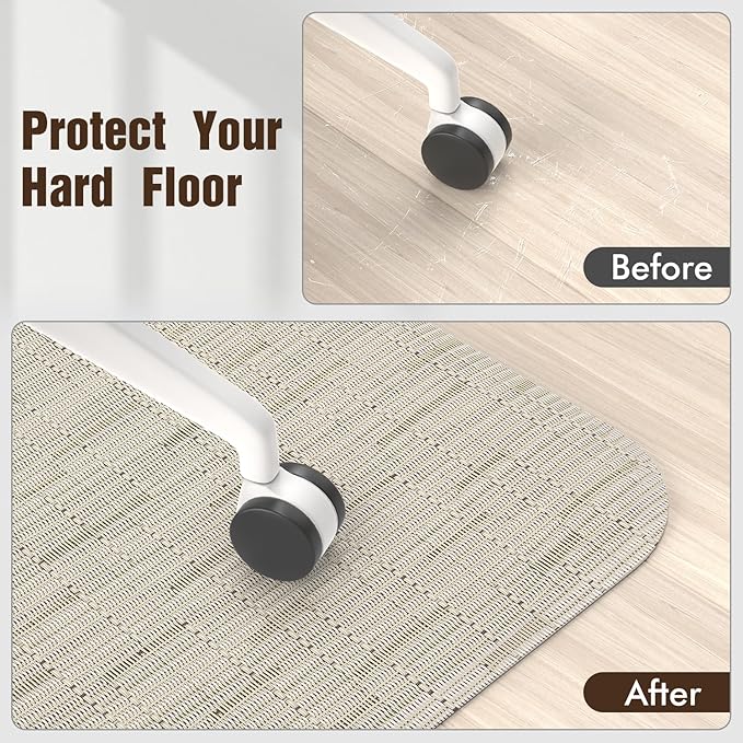 Blvornl Office Chair Mat for Hardwood Floor, 36" x 48" Desk Chair Mat for Hard Wood and Tile Floor, Large Anti-Slip Hard Floor Protector Rolling Chair Mat, PVC Mat Desk Rug for Office, Light Brown