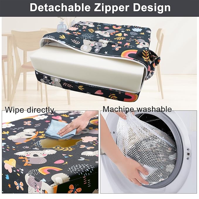Toddler Booster Seat for Kitchen Chair Dining Table, Washable Thick Strong Support Portable Booster Chair for Toddlers Eating, Easy Cleaning Booster Seat Cushion Detachable with Adjustable Straps