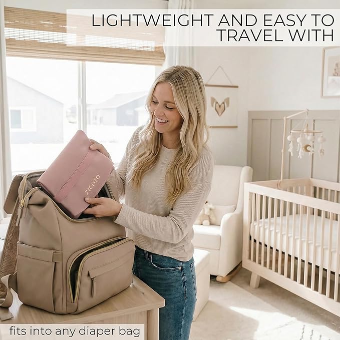 Beautiful Portable Baby Changing Pad - Wipeable and Easy to Clean Diaper Changing Mat - The Perfect Waterproof Vegan Leather Pad for Traveling