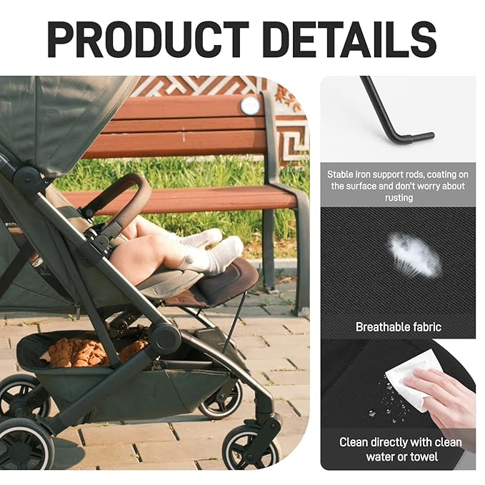 YIBEICO Stroller Adjustable Leg Rest for Joolz AER+/AER Footrest Extender for Extra Leg Support Comfort Accessory