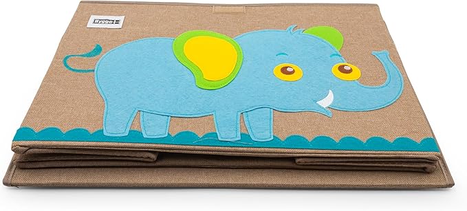 HYGGE + Animial Toy Storage Bin with Lid 20.8" x 13" x 13" Durable fabric & lightweight design. Great for storing toys, books, linens, games, clothing, baby products & more! (Elephant)