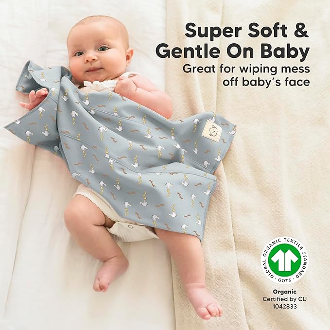 Organic Burp Cloths Baby Boy, Girl - 6-Pack Large 100% Cotton Burping Cloths for Babies, Spit Up Rags, Super Absorbent, Ultra Soft Newborn Rag, Gender Neutral, Machine Washable, Durable (Countryside)