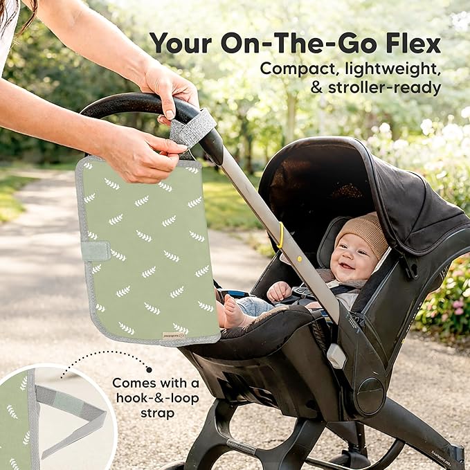 KeaBabies Portable Changing Pad for Baby, Travel – 26 x 21 Wipeable, Waterproof, Foldable Baby Diaper Changing Mat for Diaper Bag, Caddy, Car, Bed, Newborn, Compact Changer Mat Station (Acacia)