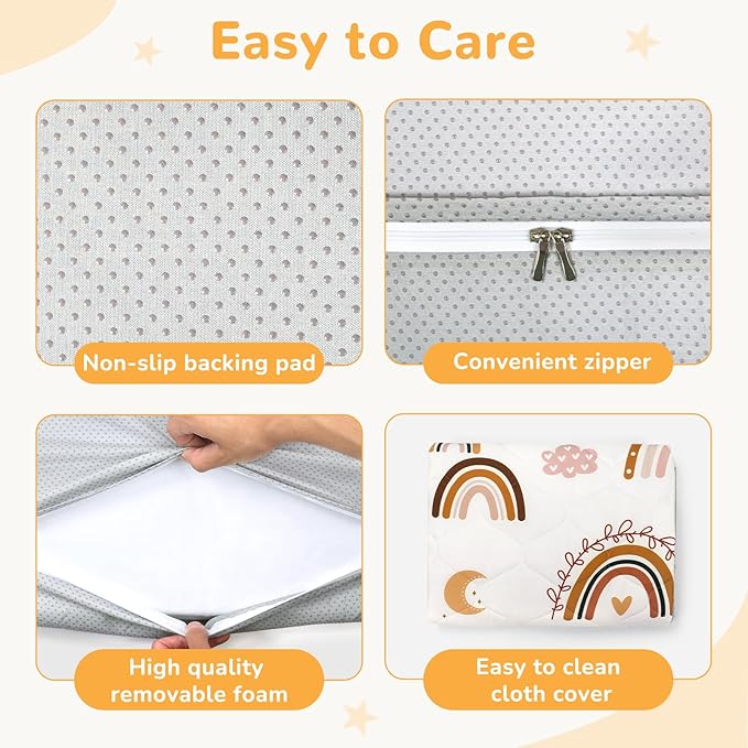 Baby Play Mat Toddler Playpen Mat 50 x 50 inch, Removable-Washable Cover,Extra Thick Foam Padding,Non-Slip Crawling Cushion for Infants, Toddlers & Babies Tummy Playing Time