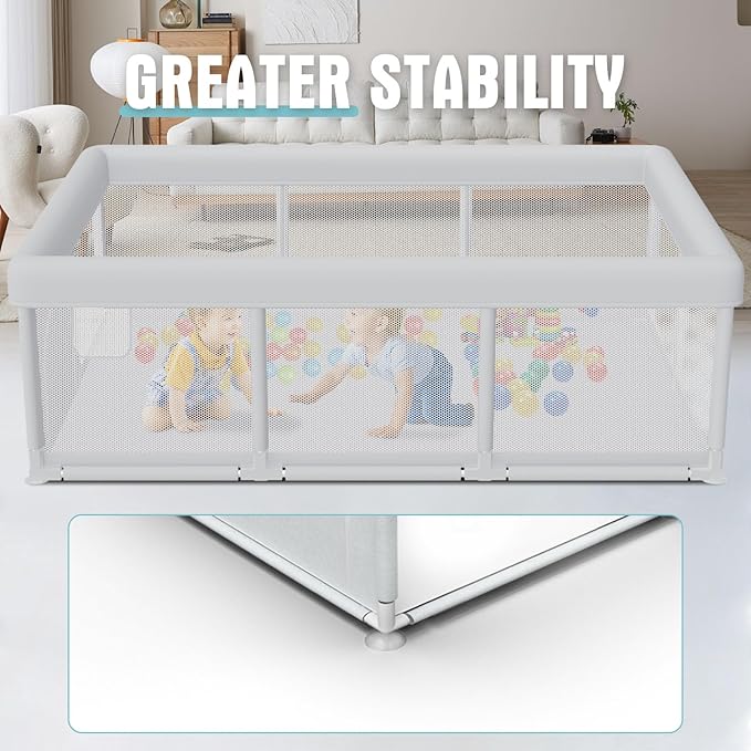 Large Baby Playpen 74x50 Inch PlayPen for Babies and Toddlers, Play Yards for Indoor & Outdoor with Zipper Gates, Breathable Mesh