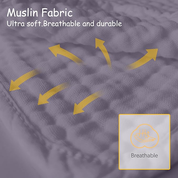 Lovely Care 12 Pack Muslin Burp Cloths 100% Cotton Muslin Cloths Large 20''x10'' Extra Soft and Absorbent Baby Burping Cloth - Grey