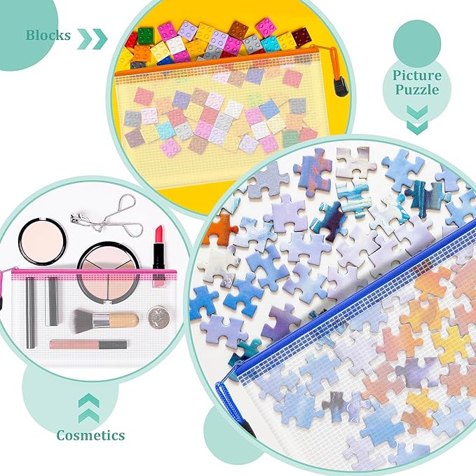 VVCOIIROEI 24pcs Mesh Zipper Pouch Bags Small, 8.1x4.8 Inches Zipper Pencil Bags, 8 Colors Pencil Pouch Bulk, Reusable Pencil Bags for Office Supplies and Travel Storage