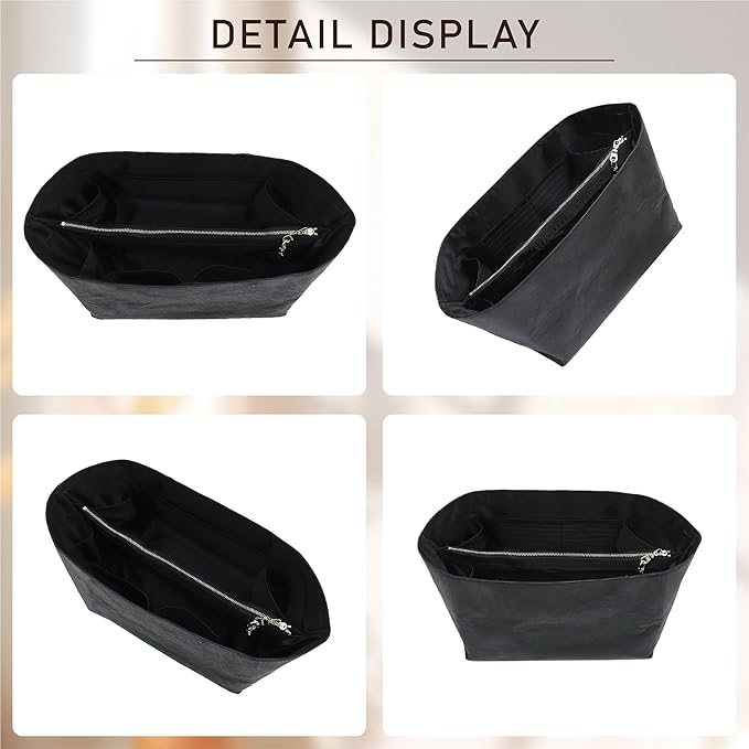 Doxo Long Champ Organizer Insert, Bag Organizer Insert for le pliage Medium, G.oyard PM, Speedy 30, Neverfull MM and More, Light Waterproof DupontPaper Purse Organizer, 6 Pockets(Black&Blue, M)