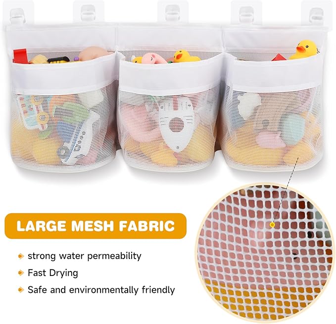2 Pack Bath Toy Storage Bag, Bath Toy Hanging Organizer Net, Bath Toy Mesh Bag, Storage and Sorting Of Toys, Ideal for Bathroom Organizer