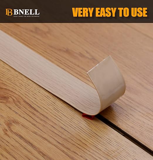 bnell Bnell Floor Transition Strip Self Adhesive Vinyl Laminate Floor Cover Strip 3" Floor Flat Divider Strip for Joining Floor Gaps and Doorway Transitions (3.3Ft, 7.6cm, Maple Grain)