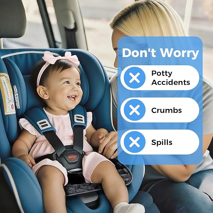 2 Pack Car Potty Training Seat Protector, Waterproof Toddler Car Seat Potty Training Cover, Piddle Pads & Liners for Baby Stroller, Booster & Travel,Non-Slip Pee Protector for Carseat (Black)