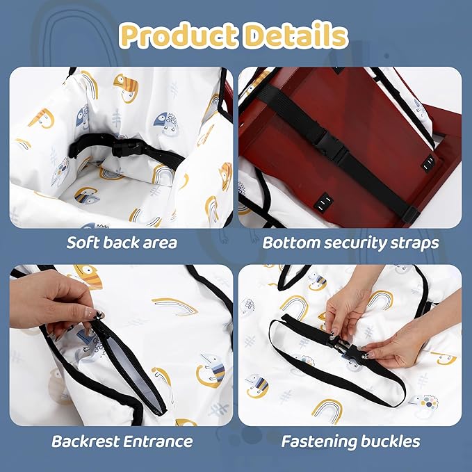 BALAPET Resuable 100% Waterproof High Chair Cover with Back Support for Restaurant, Baby Chair Protector Cover for Wooden or Restaurant High Chair, Protect Against Messy Meals and Dirty