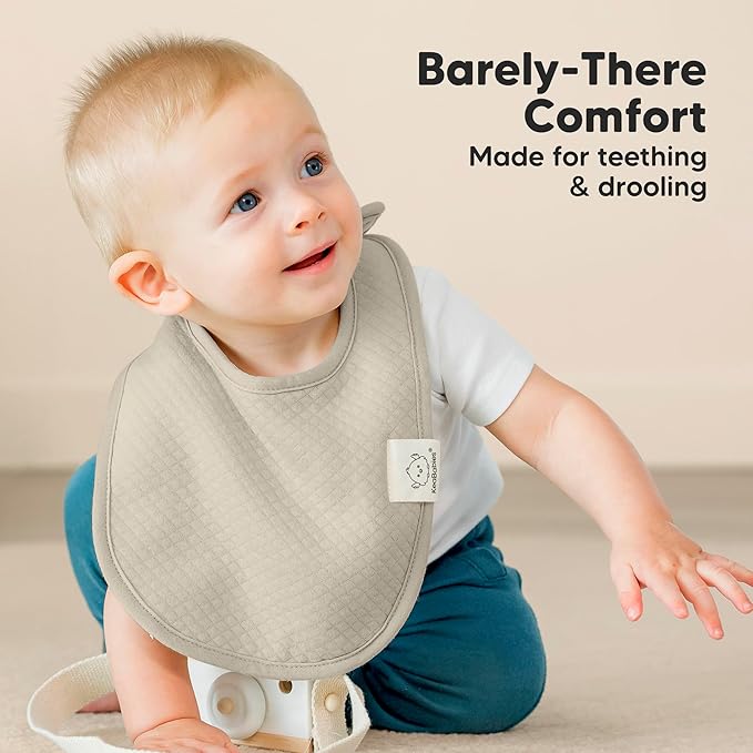 KeaBabies 8-Pack Organic Baby Bibs for Girls, Boys - Quilted Cotton Cloth Baby Drool Bibs for Drooling and Teething Toddler, Newborn, Infant, Soft & Super Absorbent (Hunter)