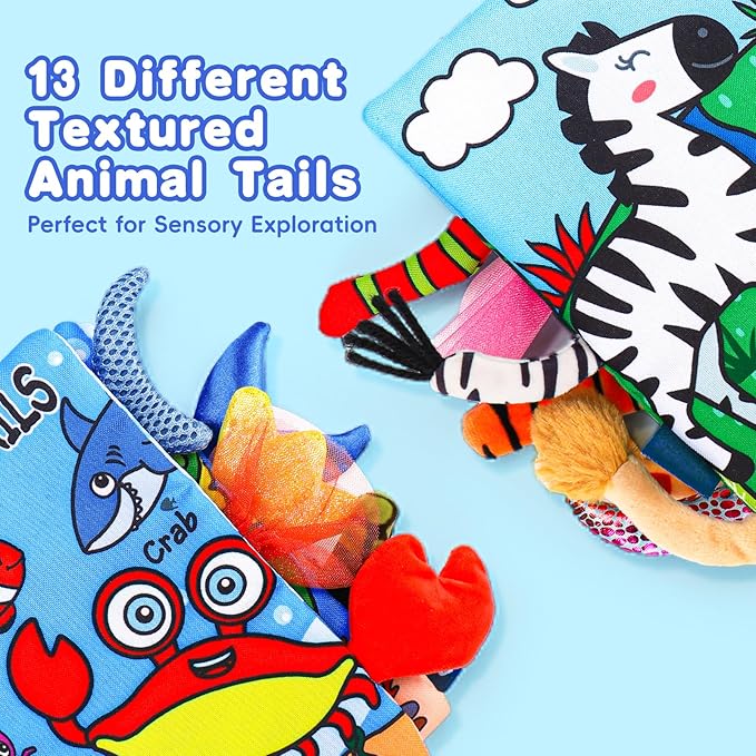 2PCS Baby Books 0-6 Months Infant Toys 0-3 3-6 6-12 Months Baby Tummy Time Sensory Toys 3 4 6 Month Newborn Essentials Must Haves Crinkle Touch Feel Busy Book for Babies Boys Girls Easter Shower Gifts