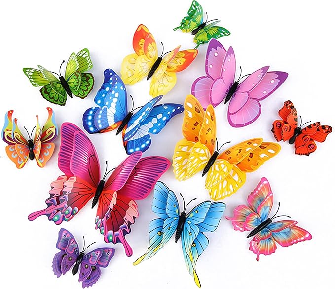 OPSEAM Butterfly Wall Decor 24/48 PCS, 3D Butterflies Stickers for Party Decorations with Magnets(Colorful, 48)