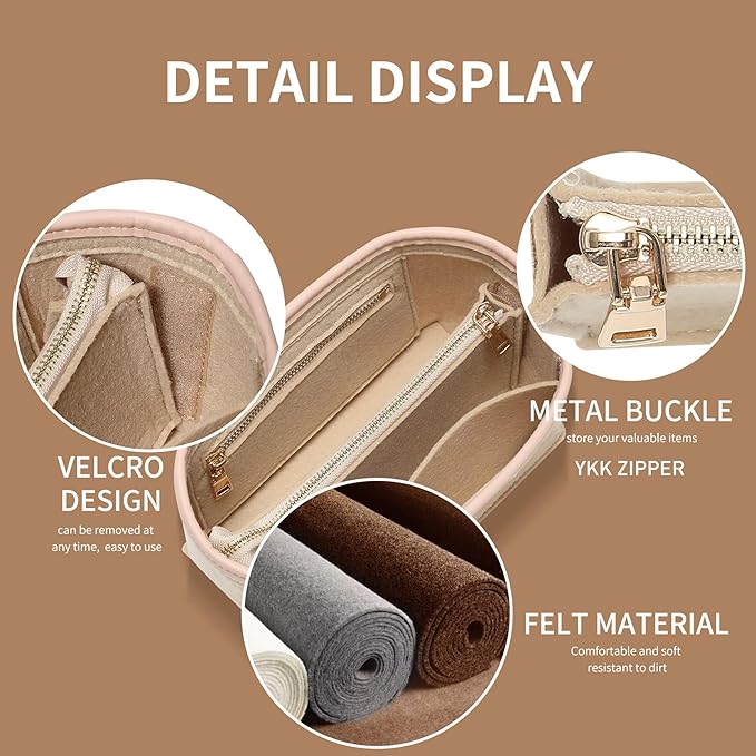 Doxo Purse Organizer Insert, Bag Organizer for Tote & Handbags, Bag in Bag, Perfect for LV Speedy 20, Alma BB, Petit Noe and More (Beige,Small)