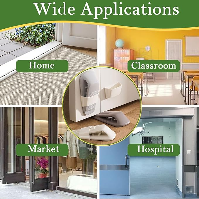 Fursafe&Q Rubber Door Stoppers for Bottom of Door, Door Stop Wedge with Holder, Heavy Duty Doorstops 8 Pack, Wall Protector for Home & Office & School & Commercial Doorstop Keep Open Stack White