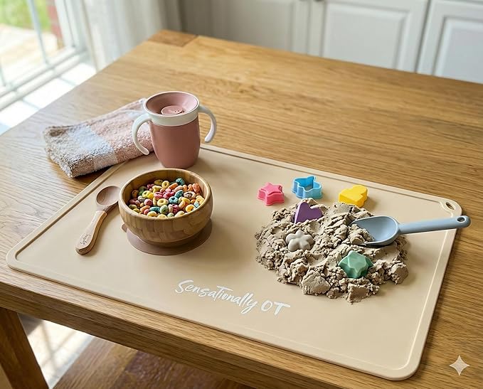 Yellow - Premium Silicone Placemat for Toddlers - Non-Slip, Easy Clean Design, Kids Placemats for Dinning Table, Portable, Perfect Mess-Free Mealtime & Playtime