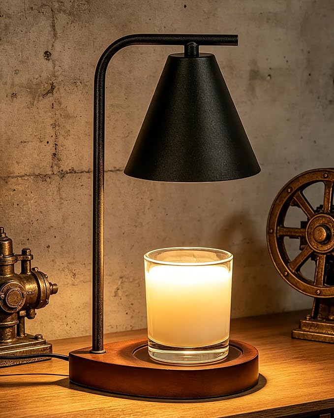 Marycele Candle Warmer Lamp with Timer Black, Birthday Gifts for Women Men, House Warming Gifts New Home Decor Aesthetic Black Walnut, Electric Dimmable Wax Melt Warmer for Jar Candles