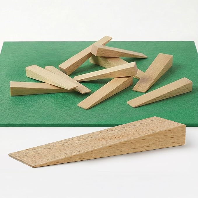 Tolux Wooden Wedges, Hardwood Wedge, Beech Wood Wedge, Wooden Doorstop, Handy Tool in Carpentry, Construction and Various DIY Projects, Size 65x20x6 mm / 2.5x0.8x0.2 in, Pack of 10 pcs