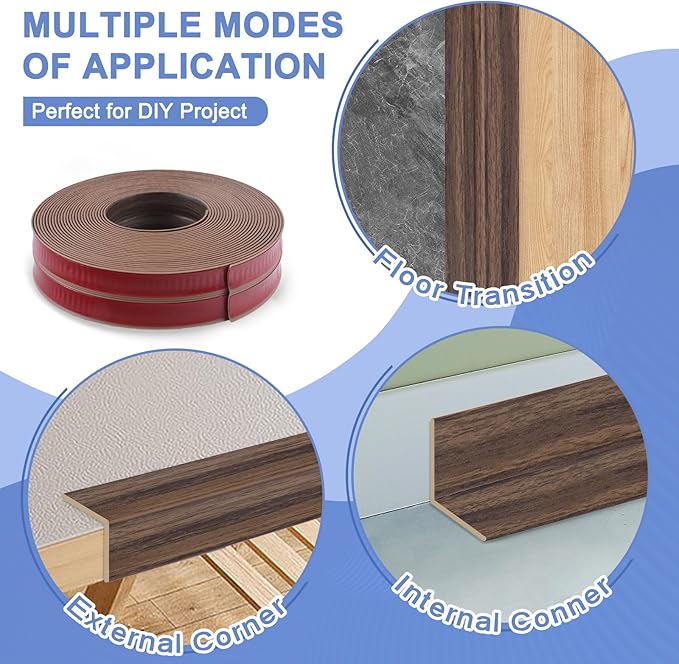 Wall Corner Protector Moulding Trim Peel and Stick Wall Corner Guards Trim Flexible Self Adhesive Edge Protector Moulding, 1.6 in x 20 Ft, Smoked Brown Wood