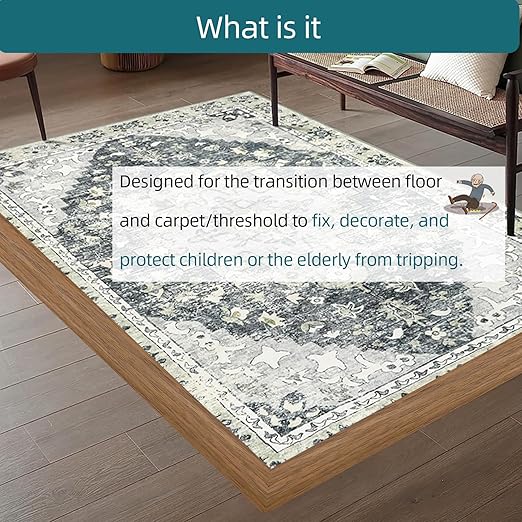Tintvent Carpet Floor Transition Strip, Self-Adhesive Carpet to Tile Transition Edging Trim Suitable for Door Threshold/Wood Floor, Cover Height Within 5mm – Brown(20Ft)