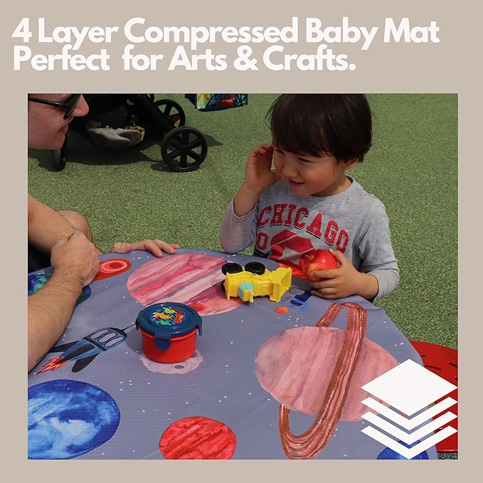 BABYBOET Splat Mat for Baby – Under High Chair Floor Mat Protects Wood, Vinyl and Carpet from Spills – Waterproof 4 Layer Baby Mat with Anti-Skid Backing Deters Bunching and Sliding (51” x 51”)