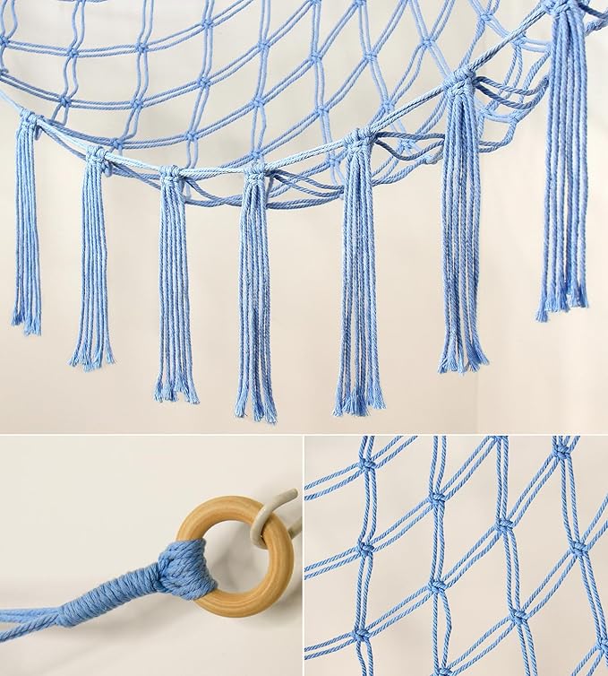 Stuffed Animal Storage Hammock Net - Toy Hammock Net for Stuffed Animals Corner - Hanging Stuff Animal Organizer Holder Large Size Baby Nursery Room Decor-Blue