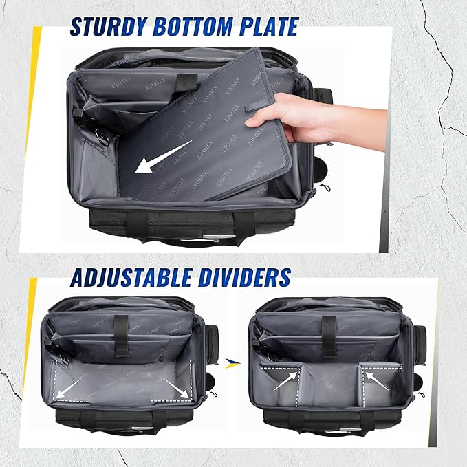 Patrol Bag Law Enforcement, Extra Large Police Gear Bag for Car Front Seat Organizer with a MOLLE Pouch & 15.6In Laptop Layer, Multiple Compartments Police Duty Bags Fit Passenger Seat, Pure Black
