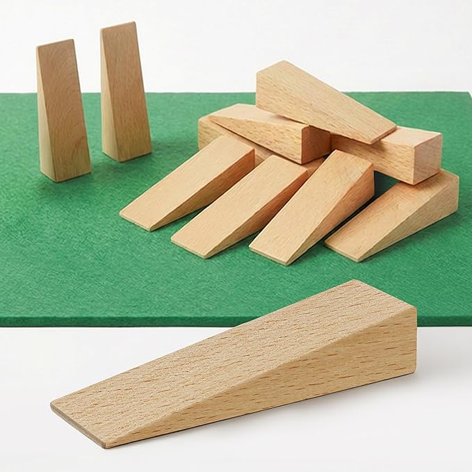 Tolux Wooden Wedges, Hardwood Wedge, Beech Wood Wedge, Wooden Doorstop, Handy Tool in Carpentry, Construction and Various DIY Projects, Size 90x30x25 mm / 3.54x1.18x0.98 in, Pack of 10 pcs