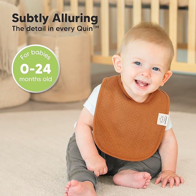 KeaBabies 8-Pack Organic Baby Bibs for Girls, Boys - Quilted Cotton Cloth Baby Drool Bibs for Drooling and Teething Toddler, Newborn, Infant, Soft & Super Absorbent (Hunter)