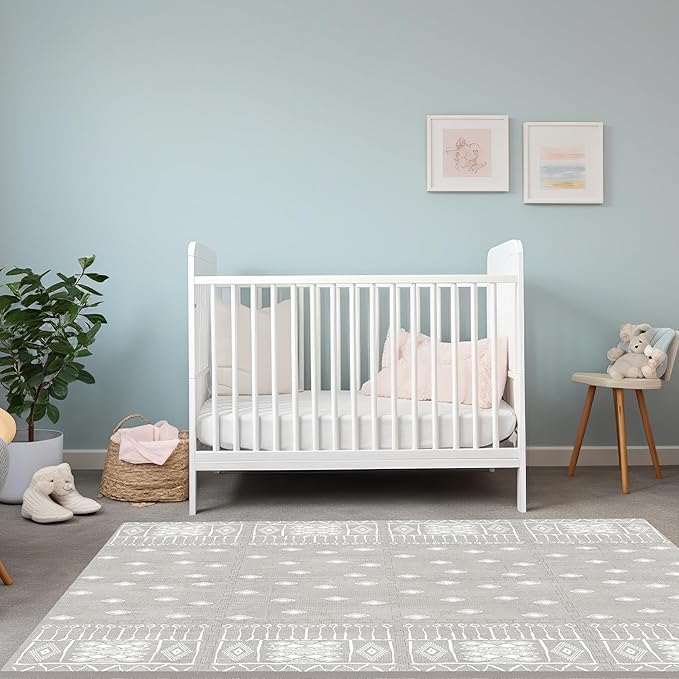 Premium Soft Foam Play Mat for Baby, 5.6 x 4 ft, Easy to Clean - The Perfect Modern Foam Playmat Fits Nicely with Your Kids Playroom Or Home Decor 0.5" Thickness (Ash Starlight)