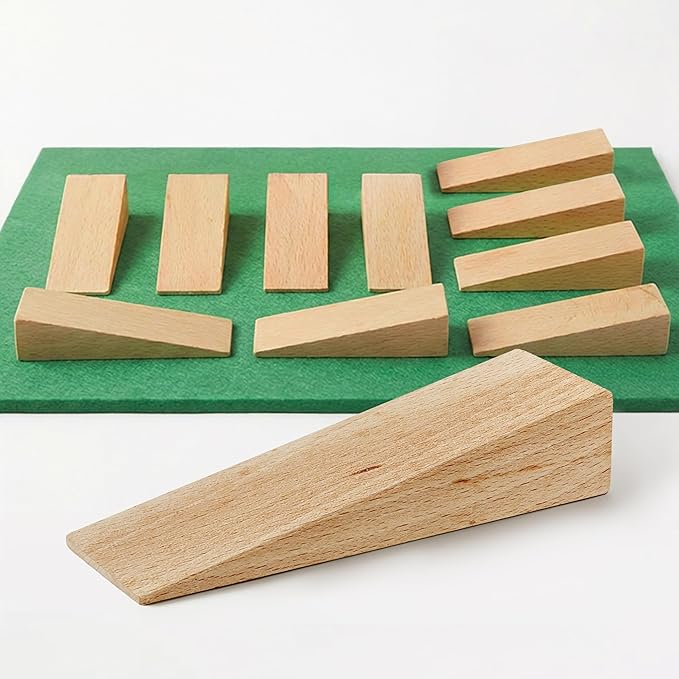 Tolux Wooden Wedges, Hardwood Wedge, Beech Wood Wedge, Wooden Doorstop, Handy Tool in Carpentry, Construction and Various DIY Projects, Size 125x45x30 mm / 4.92x1.77x1.18 in, Pack of 10 pcs