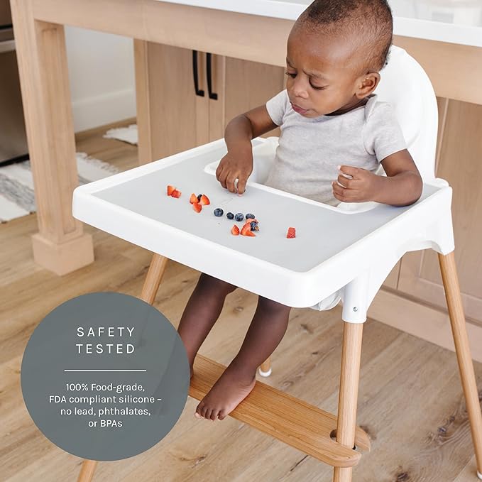 Yeah Baby Goods Placemats Compatible w/Antilop High Chair (Stone Grey) - Slip-Resistant & Food-Grade Silicone High Chair Mat - Easy Clean High Chair Accessory