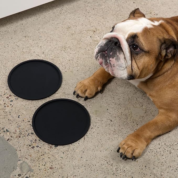 Waggo Habit Silicone Dog Placemat – Set of 2 Modern Heavyweight Silicone Dog Food Mats, Dishwasher Safe, Non-Slip, Solid Color – Light Grey (Large, 9")