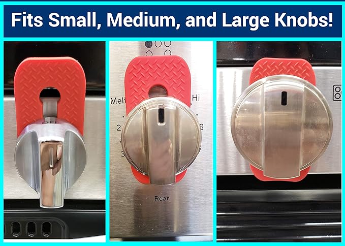 2025-26 Mom's Choice Winner- Gas Stove Knob Locks - Red Silicone Stove Knob Safety Covers for Toddlers, Pets - Child Proof Universal Size Knobs - Baby Proofing Protectors for Electric Stoves- 5Pcs