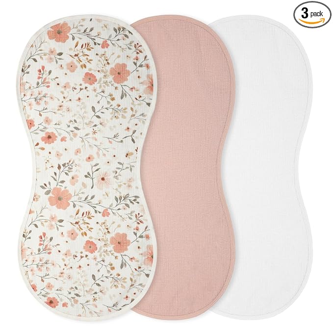 Hahafelt 3 Pcs Changing Pad Liners Fits in Peanut Shape Changing Pad Waterproof Diaper Mats Organic Cotton Peanut Mats are Warm on a Baby's Back, Washable Reusable(Fresh Style,White)
